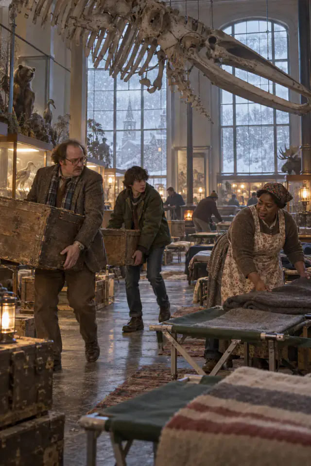 A teacher, teenager and museum manager turn a 1970s New England natural-history hall into a blizzard shelter.